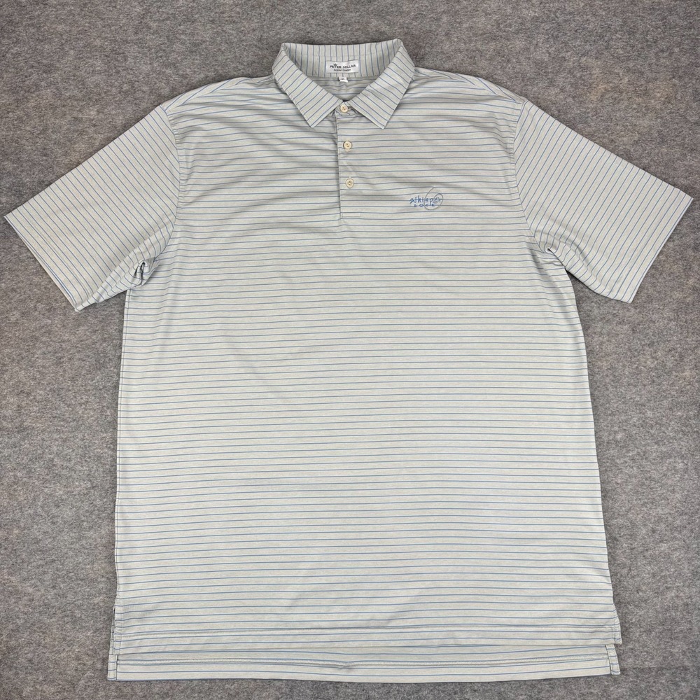 Peter Millar Summer Comfort Polo Shirt Striped Whisper Rock Golf Club Mens XL‎